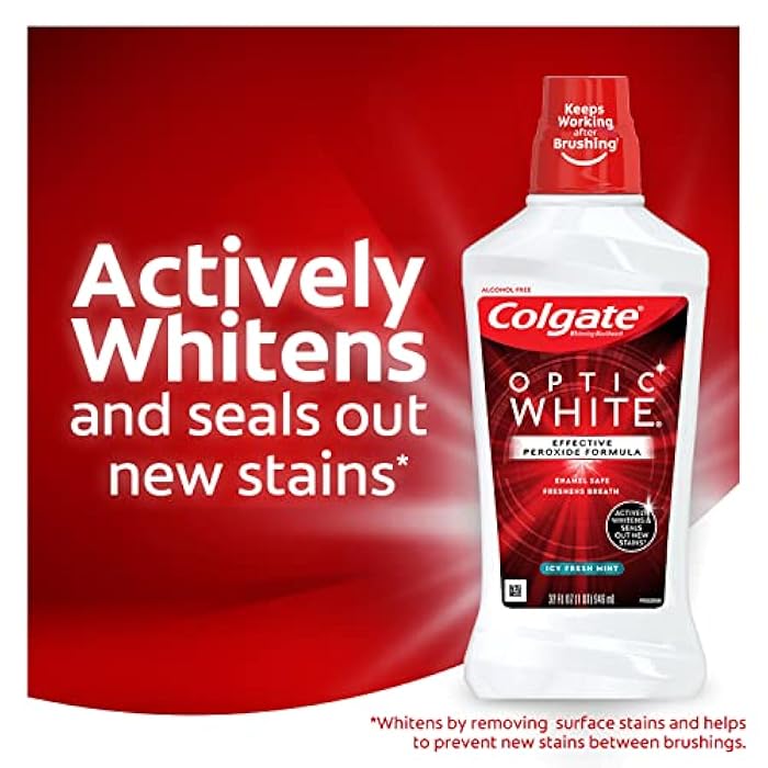 Colgate Optic White Whitening Mouthwash, Fresh Mint - 946mL, 32 Fluid Ounce (3 Pack) - Image 2